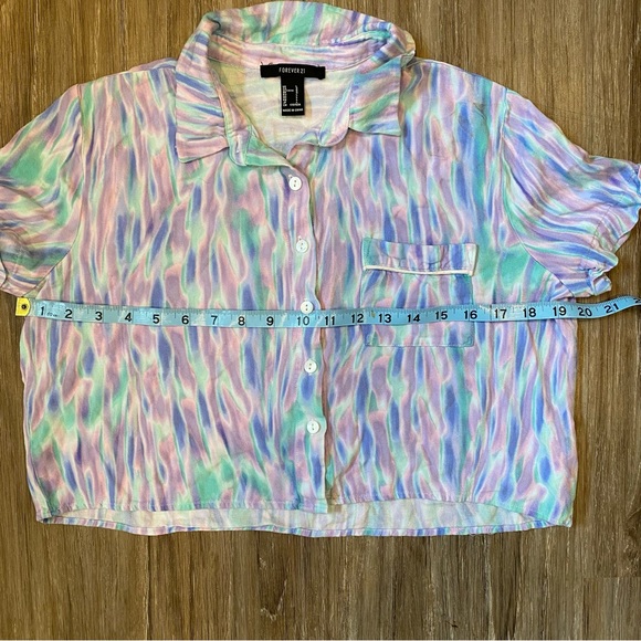 Forever 21 Retro Button Down Crop Top - Size Large - Picture 9 of 11